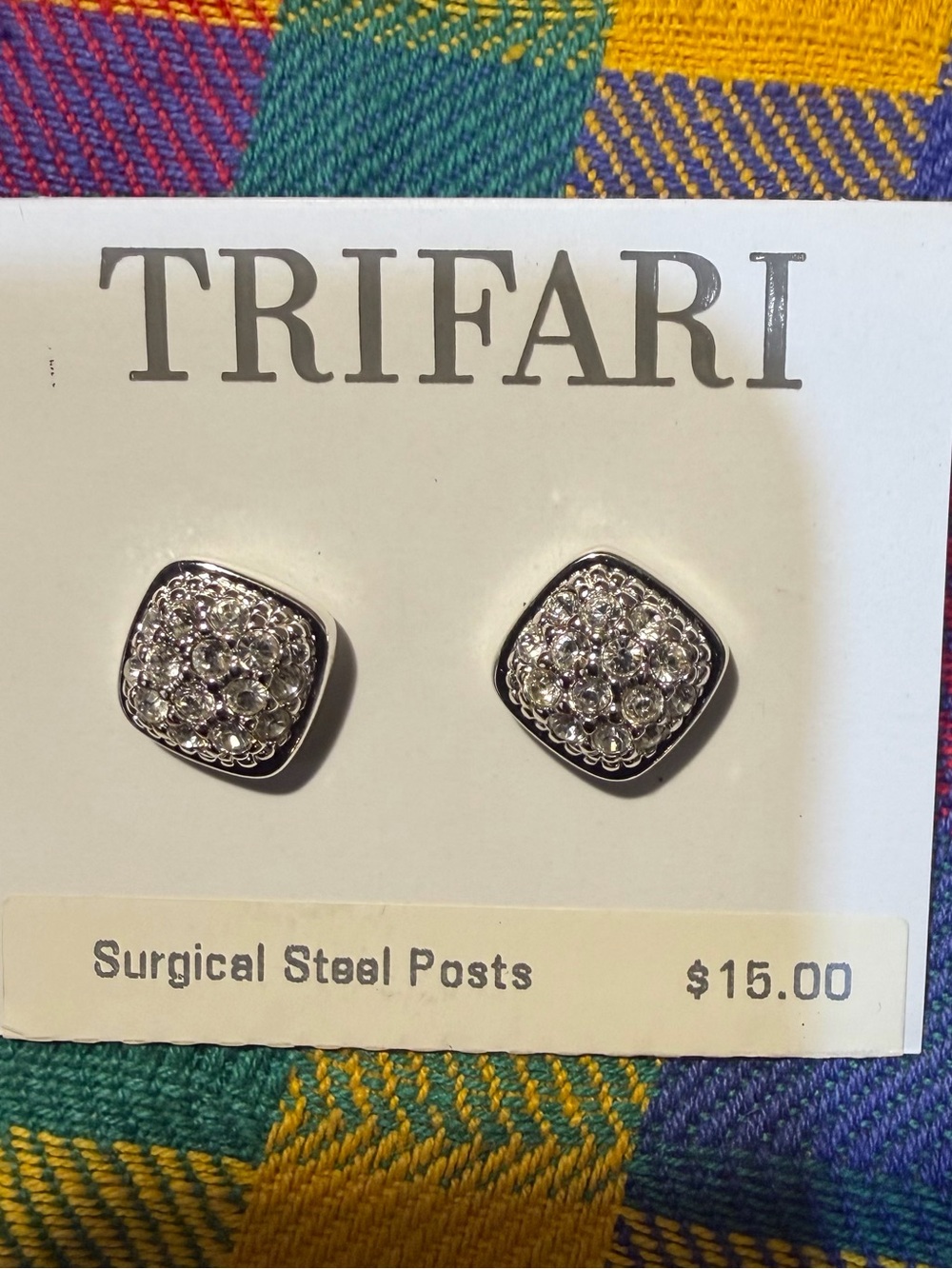 Vintage Trifari Crystal Stud Earrings